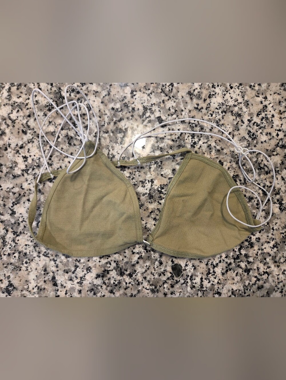 Free People Olive Triangle Bralette with White Straps